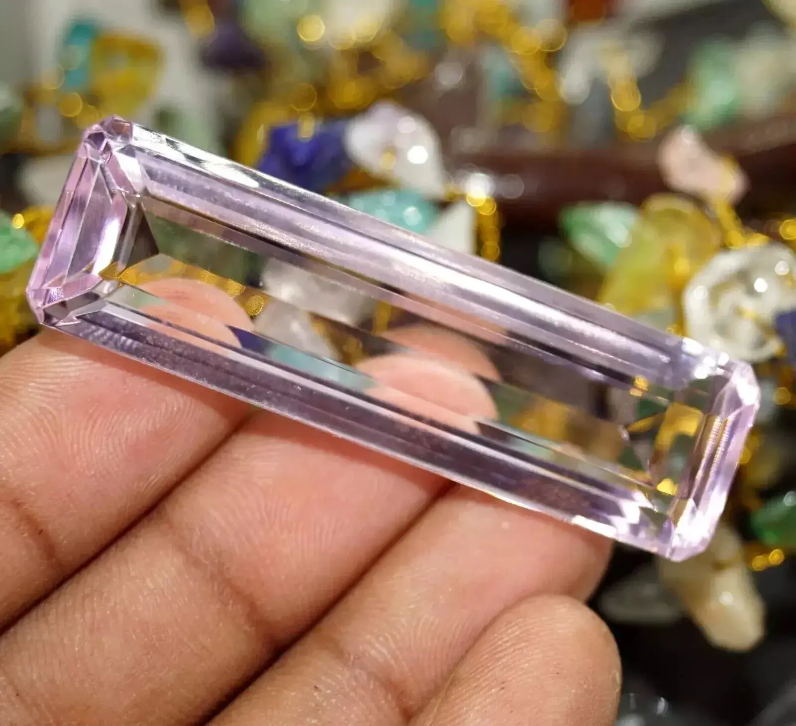 EGL Certified Natural Brazilian 94.35 Ct Pink Emerald Cut Topaz Loose Gemstone ABC Jewelery